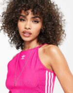 Adidas Original adicolour 3 stripe tank top in pink - Image 4
