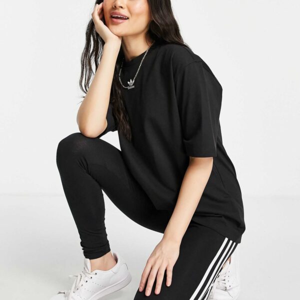 Adidas Originals Essential Boyfriend trefoil t-shirt in black