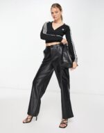 Adidas Originals three stripe long sleeve top in black - Image 4