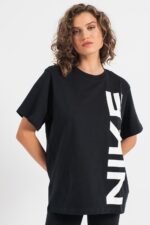 Oversized cotton T-shirt with logo, White, Black