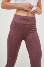 Training form knit seamless high waist 7/8 leggings in mauve leopard print - Image 5