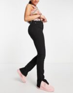 Bershka high waisted bootcut jeans in black