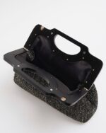 Black Metallic Raffia Clutch Bag - Image 2