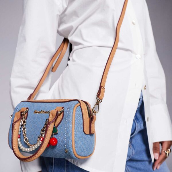 Denim Mini Cross Body Bowler Bag