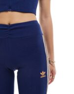 Flared ribbed leggings in dark blue - Image 5