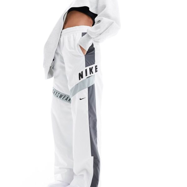 Nike Streetwear woven trackpant in white and grey