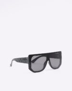 Oversized Visor Sunglasses in Black - Image 3