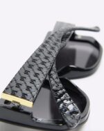 Oversized Visor Sunglasses in Black - Image 4