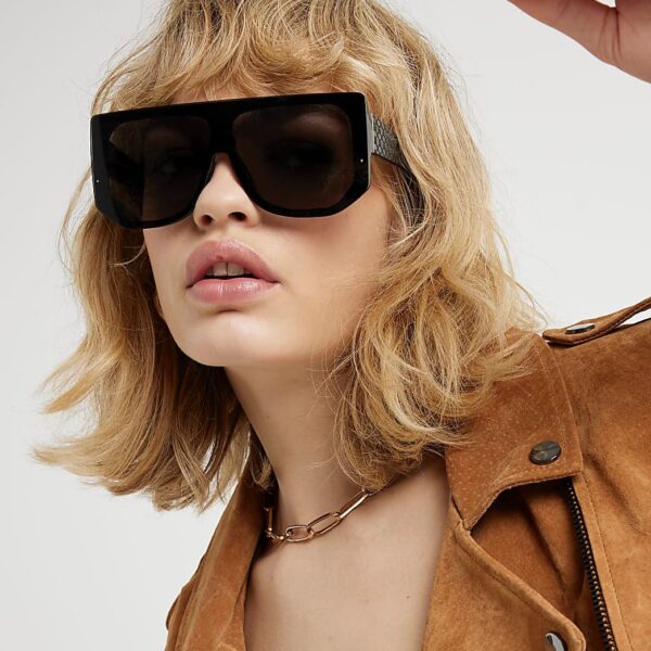 Oversized Visor Sunglasses in Black