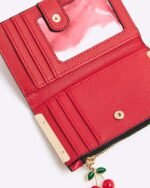 Red Faux Leather Scrunch Mini Wallet - Image 5