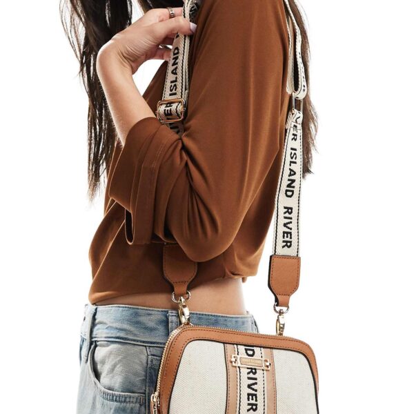 River island small cross body bag in beige