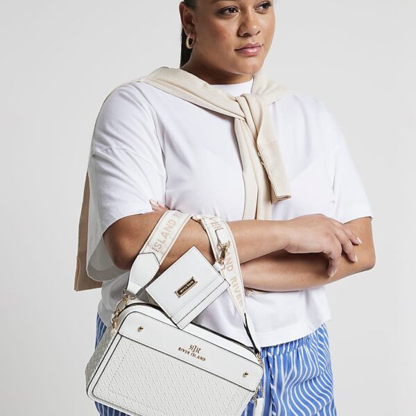 White Weave Boxy Cross Body Bag