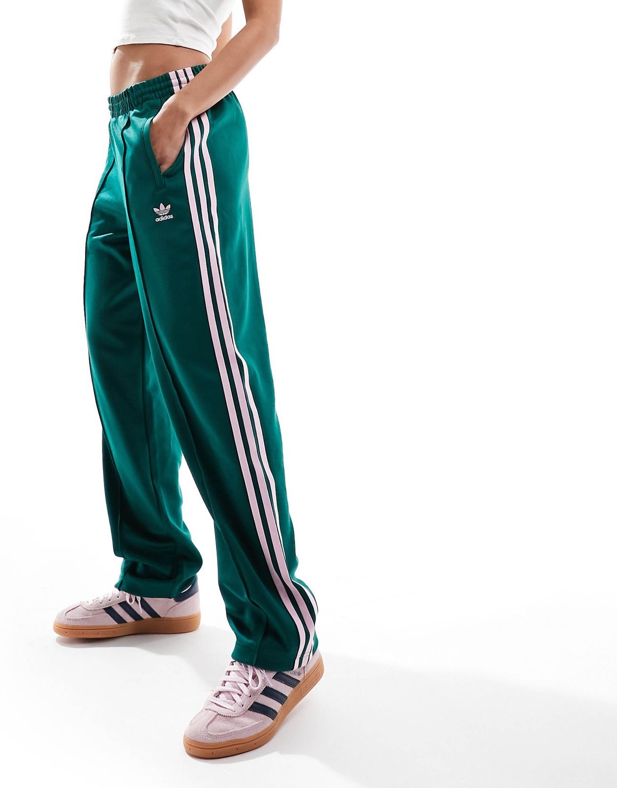 adidas Originals Superstar track pants in green and pink - 1