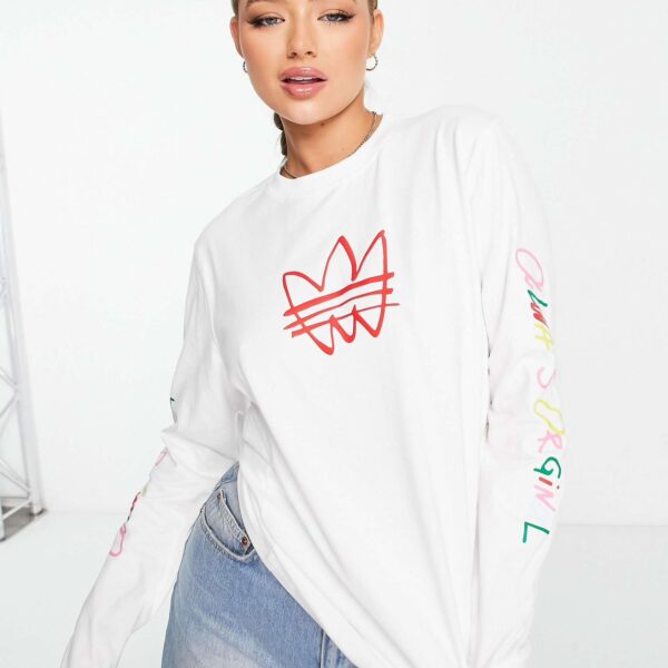 graphic long sleeve t-shirt in white