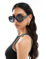 round sunglasses in Black - Image 4