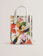 Floral Faux Leather Mini Icon Tote Bag