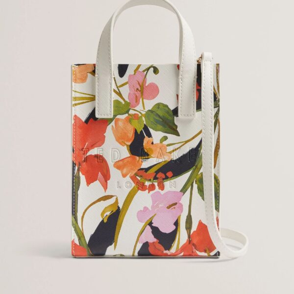 Floral Faux Leather Mini Icon Tote Bag