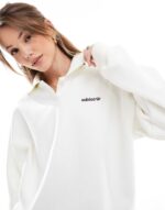 Logo suede sweatshirt in off white - Image 3
