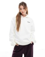 Logo suede sweatshirt in off white