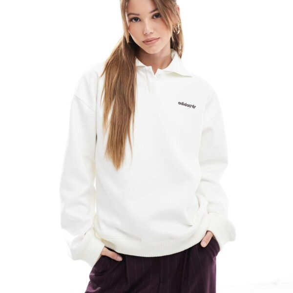 Logo suede sweatshirt in off white