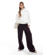 Logo suede sweatshirt in off white - Image 2