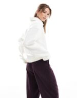 Logo suede sweatshirt in off white - Image 4