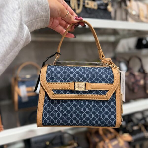 Blue Denim RI Monogram Mini Cross Body Bag