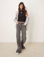 Calvin Klein Jeans monologo rib vest in black - Image 2