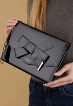 Ted Baker Black Nikkey Knot Bow Envelope Purse