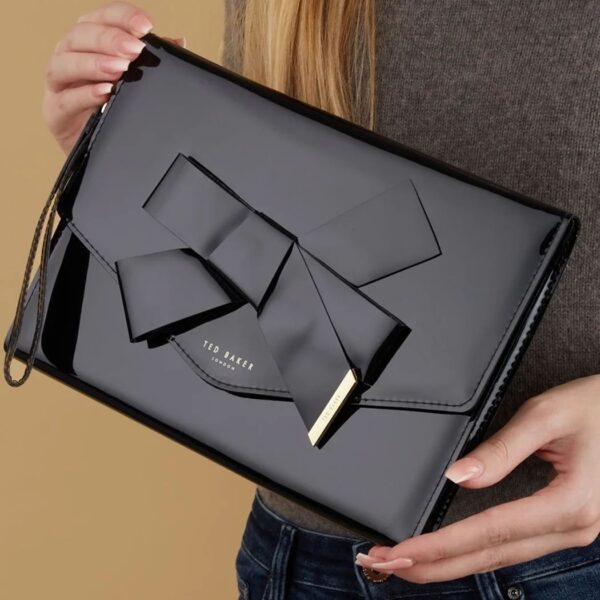 Ted Baker Black Nikkey Knot Bow Envelope Purse