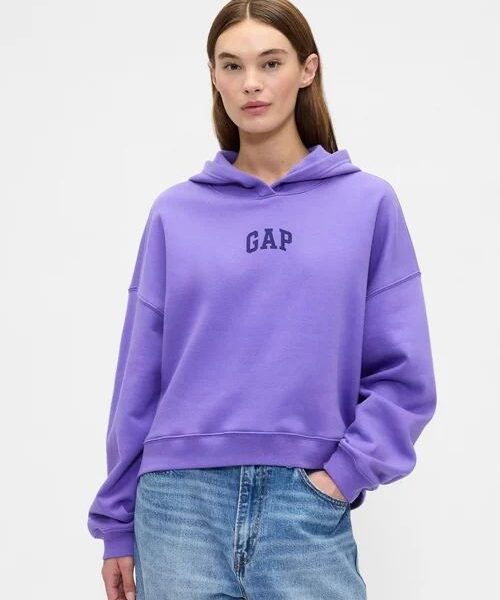 Relaxed Gap Mini-Logo Cropped Hoodie