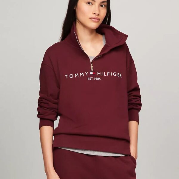 Logo Half Zip Sweatshirt in Maroon