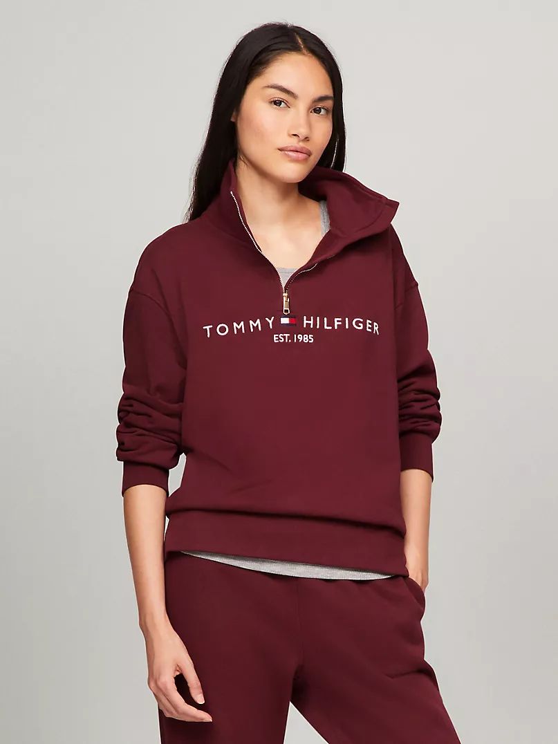 WhatsApp Image 2025-12-12 at 09.34.18_9404c6ca Logo Half Zip Sweatshirt in Maroon - Image 1