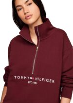 Logo Half Zip Sweatshirt in Maroon - Image 2