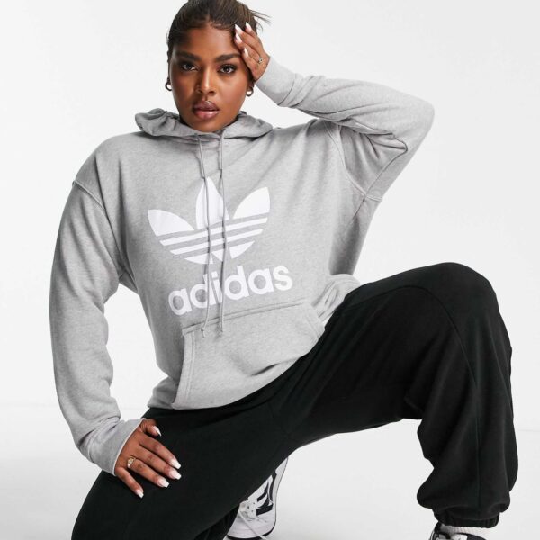 Adicolor large logo hoodie in gray