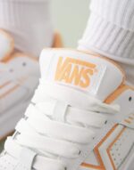 Chunky leather sneakers in white and orange - Image 4