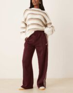 Logo Firebird mohair track pants in burgundy - Image 2