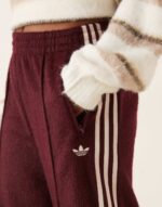 Logo Firebird mohair track pants in burgundy - Image 3