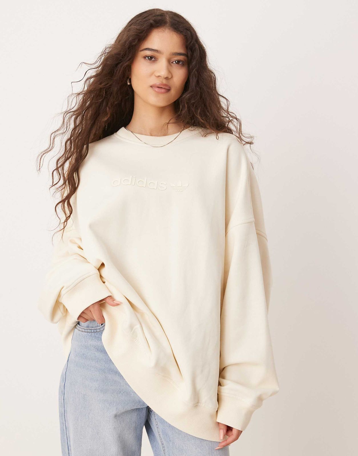 WhatsApp Image 2026-03-05 at 8.09.07 PM55 Logo Oversized Sweatshirt in Cream - Image 1