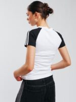Adicolor Slim T-shirt in White and Black - Image 3