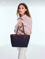 Logo Shoulder Tote Bag in Dark Blue - Image 2
