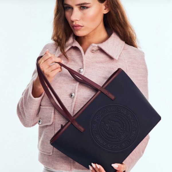 Logo Shoulder Tote Bag in Dark Blue