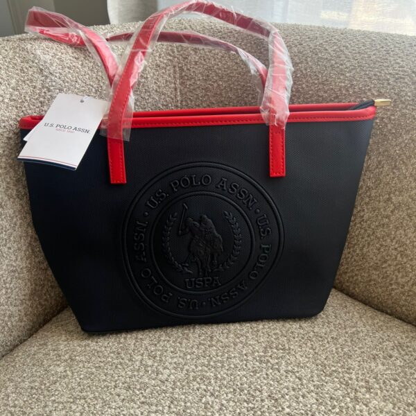 Logo Shoulder Tote Bag in Navy
