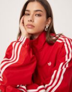 Firebird adilenium track top in red and white - Image 2
