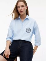 Relaxed Fit Crest Logo Striped Shirt - Image 2