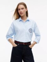Relaxed Fit Crest Logo Striped Shirt
